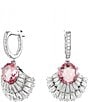 Color:Silver/Pink - Image 1 - Idyllia Crystal Drop Earrings