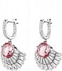 Color:Silver/Pink - Image 3 - Idyllia Crystal Drop Earrings
