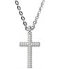 Color:Silver - Image 1 - Insigne Collection Pave Cross Crystal Short Pendant Necklace