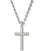 Color:Silver - Image 3 - Insigne Collection Pave Cross Crystal Short Pendant Necklace
