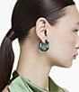 Color:Green - Image 5 - Lucent Mini Crystal Hoop Earrings