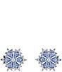 Swarovski Magic Snowflake Stud Earrings, Color:Blue - Image 1
