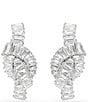 Swarovski Matrix Baguette Cut Knot Stud Earrings, Color:Silver - Image 1