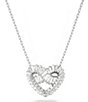 Color:Silver - Image 1 - Matrix Collection Crystal Heart Short Pendant Necklace