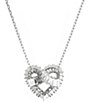 Color:Silver - Image 4 - Matrix Collection Crystal Heart Short Pendant Necklace