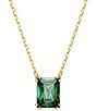 Color:Grey/Gold - Image 1 - Matrix Collection Green Rectangular Crystal Cut Short Pendant Chain Necklace