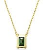 Color:Grey/Gold - Image 4 - Matrix Collection Green Rectangular Crystal Cut Short Pendant Chain Necklace