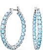 Color:Aqua - Image 1 - Matrix Collection Crystal Hoop Earrings