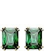 Color:Green - Image 1 - Matrix Collection Rectangular Crystal Cut Stud Earrings