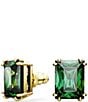Color:Green - Image 2 - Matrix Collection Rectangular Crystal Cut Stud Earrings