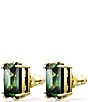 Color:Green - Image 3 - Matrix Collection Rectangular Crystal Cut Stud Earrings