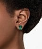 Color:Green - Image 5 - Matrix Collection Rectangular Crystal Cut Stud Earrings