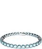 Color:Blue - Image 1 - Matrix Collection Blue Rhodium-Plated Tennis Crystal Line Bracelet