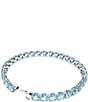 Color:Blue - Image 2 - Matrix Collection Blue Rhodium-Plated Tennis Crystal Line Bracelet