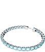 Color:Blue - Image 3 - Matrix Collection Blue Rhodium-Plated Tennis Crystal Line Bracelet