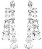 Swarovski Matrix Mixed Cut Silver Metal Linear Earrings, Color:Silver - Image 1