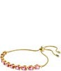 Swarovski Matrix Pink Pear Cut Adjustable Bracelet, Color:Gold - Image 2