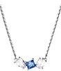 Color:Blue/Silver - Image 1 - Mesmera Mixed Cut Short Crystal Pendant Necklace
