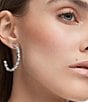 Color:Silver - Image 6 - Mesmera Mixed Cuts Crystal Hoop Earrings