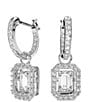 Color:Silver - Image 1 - Millenia Octagon Cut Crystal Hoop Drop Earrings