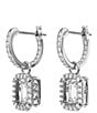 Color:Silver - Image 2 - Millenia Octagon Cut Crystal Hoop Drop Earrings