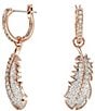 Color:Rose Gold - Image 1 - Nice Feather Crystal Drop Earrings