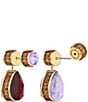 Color:Gold - Image 2 - Orbita Collection Asymmetrical Gold Tone Drop Earrings