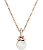 Color:Rose Gold - Image 1 - Originally Pearl Short Crystal Pendant Necklace