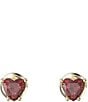 Color:Gold - Image 1 - Stilla Red Heart Cushion Cut Stud Earrings