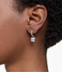 Color:Silver - Image 5 - Stilla Square Cut Silver Crystal Hoop Earrings