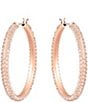 Color:Rose Gold Pink - Image 1 - Stone Crystal Hoop Pierced Earrings