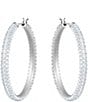 Color:Rhodium White - Image 1 - Stone Crystal Hoop Pierced Earrings
