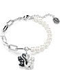Swarovski Swan Crystal Pearl Line Bracelet, Color:Silver - Image 1