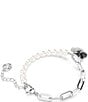 Swarovski Swan Crystal Pearl Line Bracelet, Color:Silver - Image 3