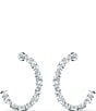 Color:Rhodium - Image 1 - Tennis Deluxe Mixed Crystal Hoop Pierced Earrings