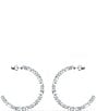 Color:Rhodium - Image 3 - Tennis Deluxe Mixed Crystal Hoop Pierced Earrings