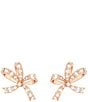 Color:Rose Gold/Crystal - Image 1 - Volta Collection Crystal Bow Stud Earrings