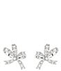 Color:Silver/Crystal - Image 1 - Volta Collection Crystal Bow Stud Earrings