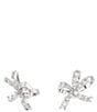 Color:Silver/Crystal - Image 2 - Volta Collection Crystal Bow Stud Earrings