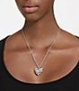 Color:Silver/Crystal - Image 5 - Volta Collection Crystal Heart Short Pendant Necklace