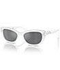 Color:Milky White - Image 1 - Women's SK6019F 54mm Mirrored Crystal Cat Eye Sunglasses