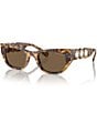 Color:Medium Havana - Image 1 - Women's SK6022F 53mm Havana Crystal Cat Eye Sunglasses