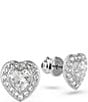 Swarovski x Ariana Grande Heart Stud Earrings, Color:Silver/Crystal - Image 3