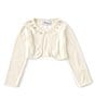 Color:Ivory - Image 1 - Little Girls 2T-6X Long-Sleeve Faux-Pearl-Trimmed Cardigan