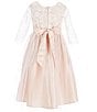 Color:Blush - Image 2 - Big Girls 7-16 Floral Lace 3/4 Sleeve Crystal Tulle Tea Dress