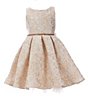 Color:Champagne - Image 1 - Big Girls 7-16 Sleeveless Floral-Metallic-Jacquard Fit-And-Flare Dress