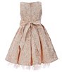 Color:Pink - Image 2 - Big Girls 7-16 Sleeveless Floral-Metallic-Jacquard Fit-And-Flare Dress