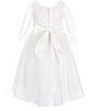 Color:Off White - Image 2 - Little Girls 2-6 3/4 Sleeve Floral Lace Crystal Tulle Dress