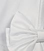 Color:White - Image 3 - Little Girls 2-6 Flutter Sleeve Bow Detail Pleated Dull Satin Tea Dress