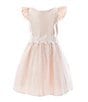 Color:Blush - Image 1 - Little Girls 2-6 Flutter-Sleeve Fit-And-Flare Dress